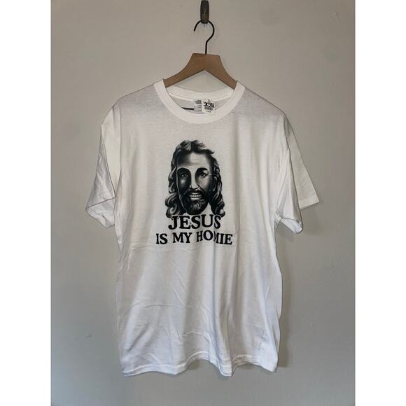 Y2K Jesus Is My Homie White Christ Graphic God Religon Shirt 2000s Large - Picture 1 of 9